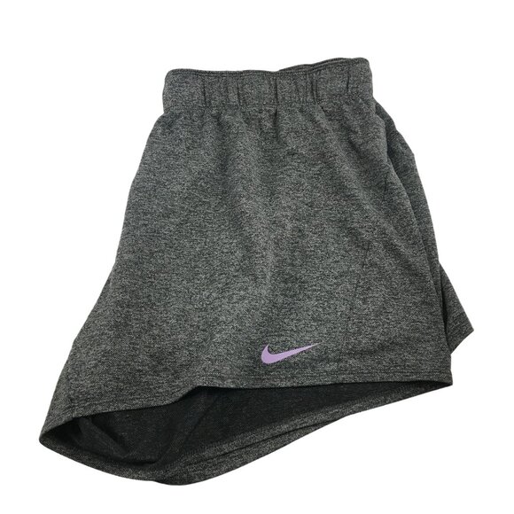 NIKE DRI-FIT HEATHERED GRAY PURPLE LIGHTWEIGHT WOMENS SHORTS SIZE XL - Picture 3 of 4